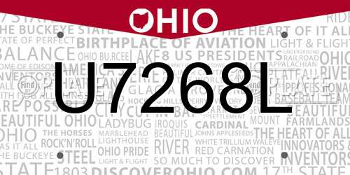U7268L Ohio License Plate
