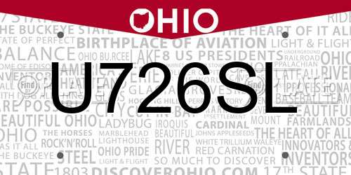 U726SL Ohio License Plate
