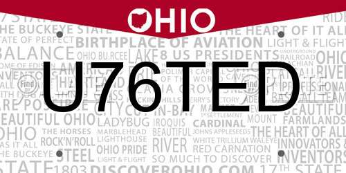 U76TED Ohio License Plate