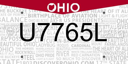 U7765L Ohio License Plate