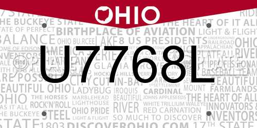U7768L Ohio License Plate