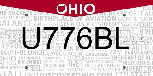 U776BL Ohio License Plate