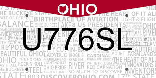 U776SL Ohio License Plate