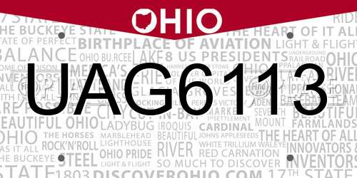 UAG6113 Ohio License Plate