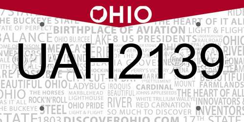 UAH2139 Ohio License Plate
