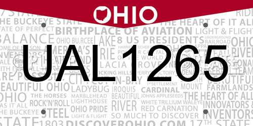 UAL1265 Ohio License Plate