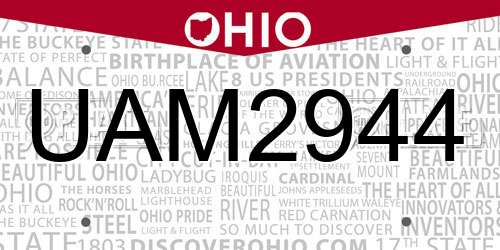 UAM2944 Ohio License Plate
