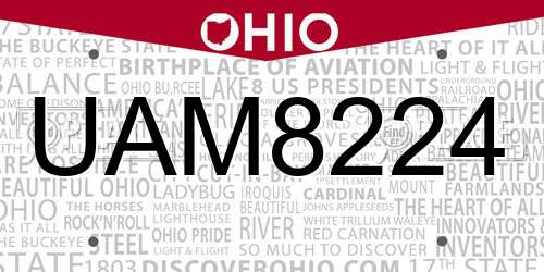 UAM8224 Ohio License Plate