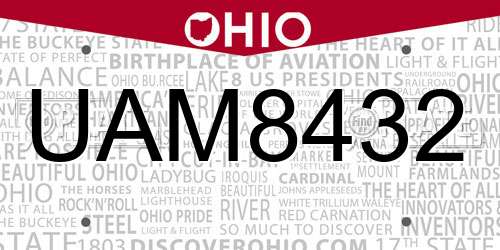 UAM8432 Ohio License Plate