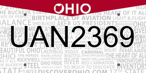 UAN2369 Ohio License Plate