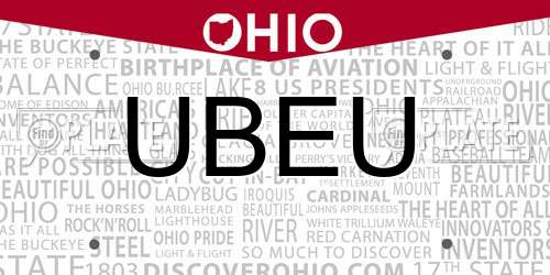 UBEU Ohio License Plate