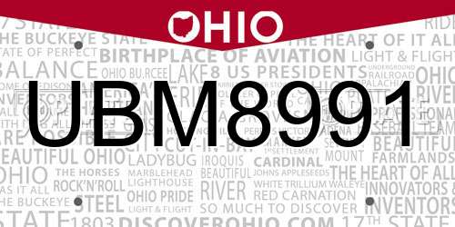 UBM8991 Ohio License Plate