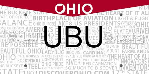 UBU Ohio License Plate