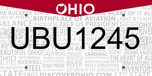 UBU1245 Ohio License Plate