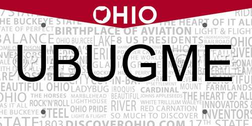 UBUGME Ohio License Plate