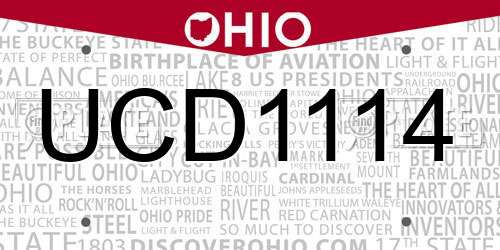 UCD1114 Ohio License Plate