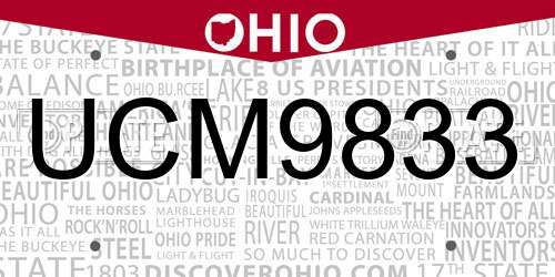 UCM9833 Ohio License Plate