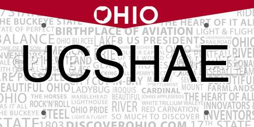 UCSHAE Ohio License Plate