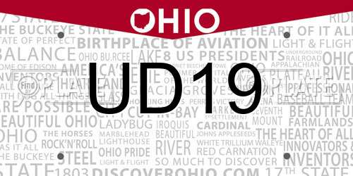 UD19 Ohio License Plate
