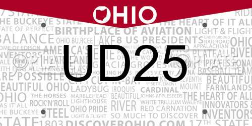 UD25 Ohio License Plate