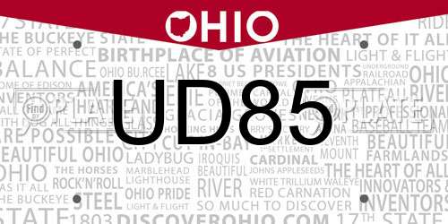 UD85 Ohio License Plate
