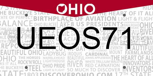 UEOS71 Ohio License Plate