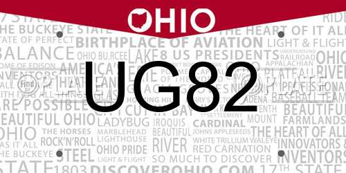 UG82 Ohio License Plate