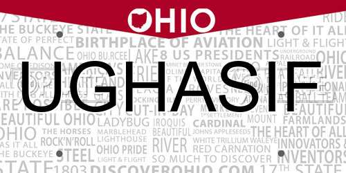 UGHASIF Ohio License Plate