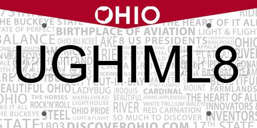 UGHIML8 Ohio License Plate