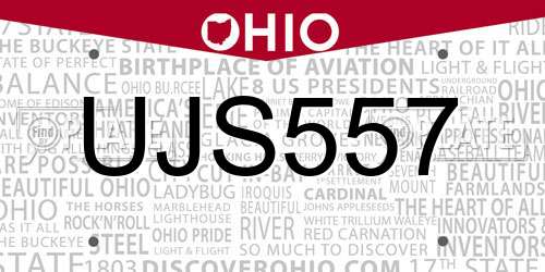 UJS557 Ohio License Plate