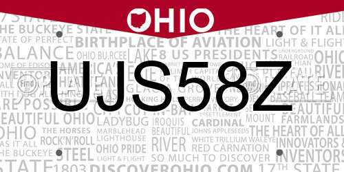 UJS58Z Ohio License Plate