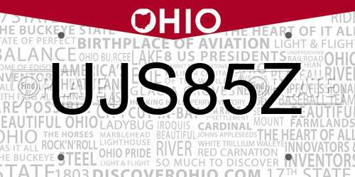 UJS85Z Ohio License Plate