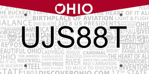 UJS88T Ohio License Plate
