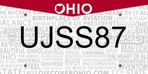 UJSS87 Ohio License Plate