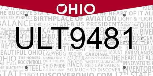 ULT9481 Ohio License Plate
