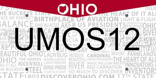 UMOS12 Ohio License Plate