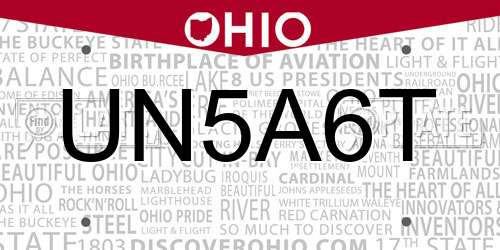 UN5A6T Ohio License Plate