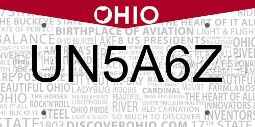 UN5A6Z Ohio License Plate