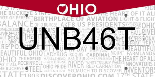 UNB46T Ohio License Plate