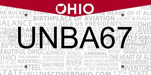 UNBA67 Ohio License Plate