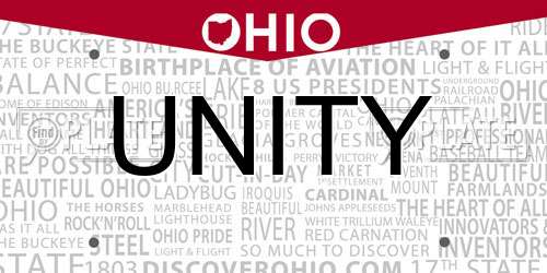 UNITY Ohio License Plate
