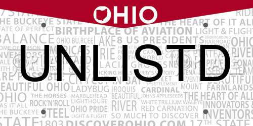 UNLISTD Ohio License Plate