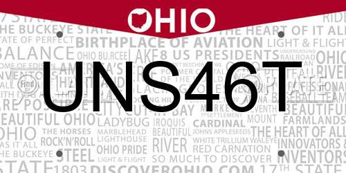 UNS46T Ohio License Plate