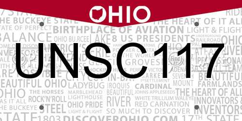 UNSC117 Ohio License Plate