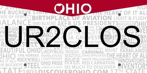 UR2CLOS Ohio License Plate