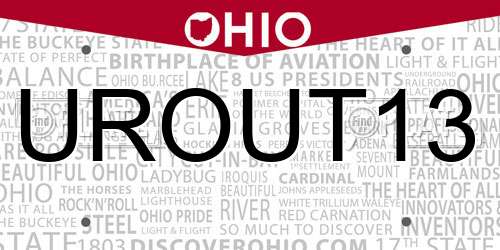 UROUT13 Ohio License Plate