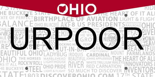 URPOOR Ohio License Plate