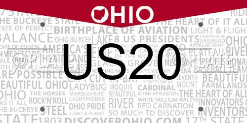 US20 Ohio License Plate