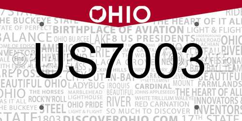 US7003 Ohio License Plate
