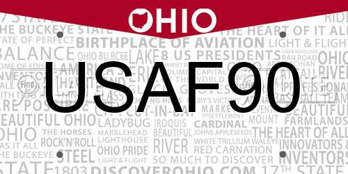 USAF90 Ohio License Plate